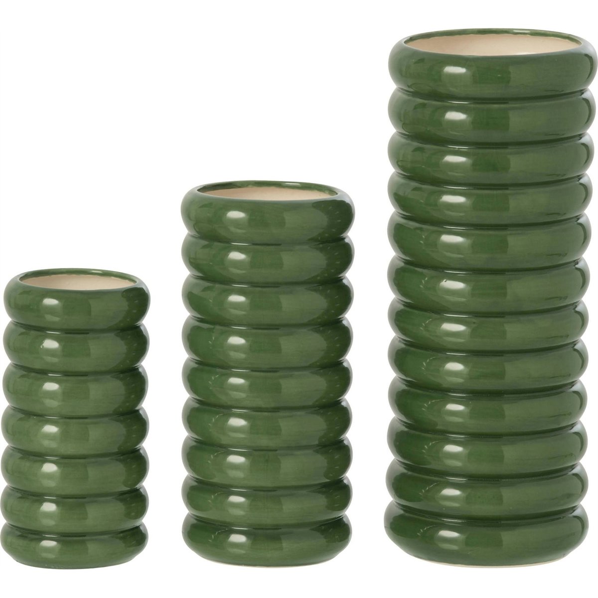 Vases en porcelaine, Lot de 3 vert brillant, RECOLLECTION