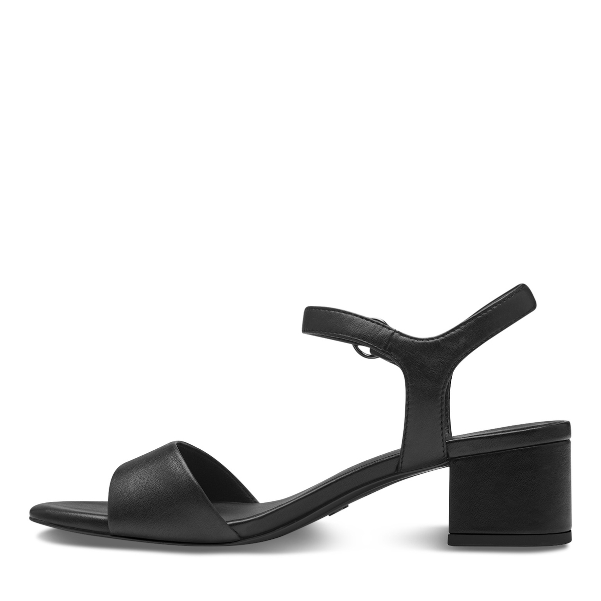 Sandale à talon en cuir noir, TAMARIS