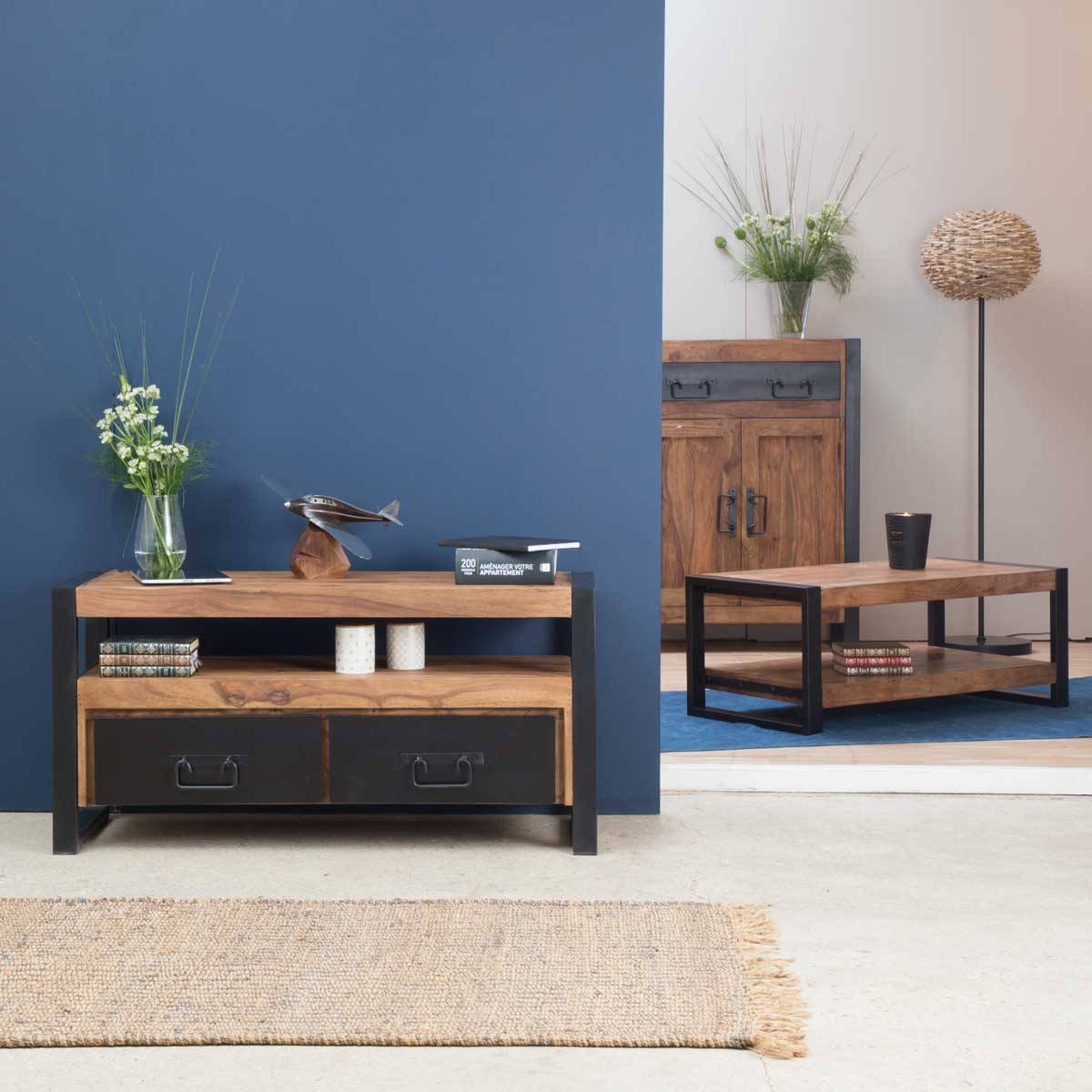 Table basse en bois d'acacia HAVANA bois foncé, MADE IN MEUBLES