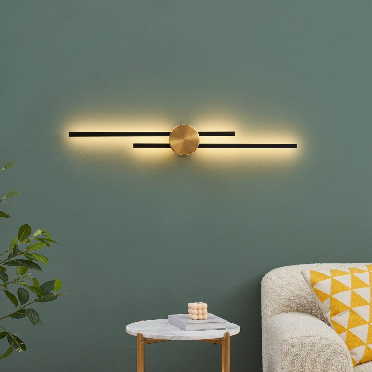 Applique ou plafonnier LED minimaliste - PIA laiton et noir, KOSILUM
