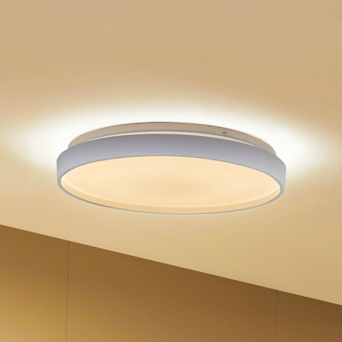 Plafonnier connecté  moderneLED, Mirren blanc, LINDBY