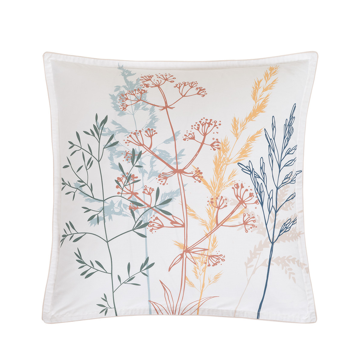 Parure de lit avec 2 taies 65x65 cm en percale MARGUERITE sable, SENSEI MAISON