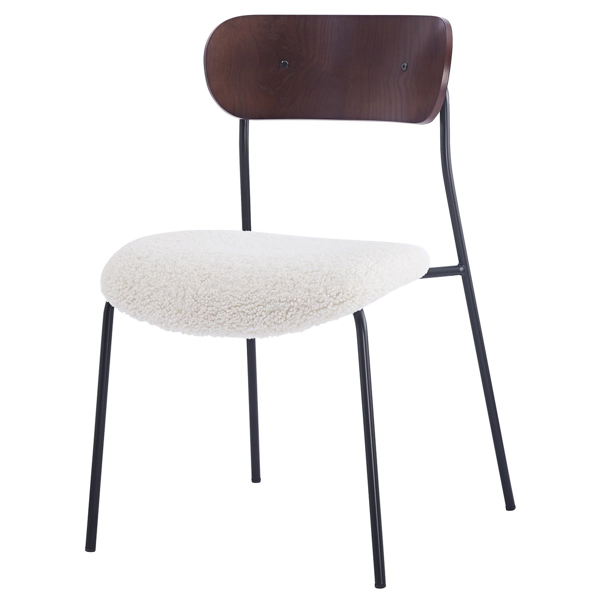 Lot de 2 chaises métal et bouclette, LINCOLN blanc cassé, NORDLYS