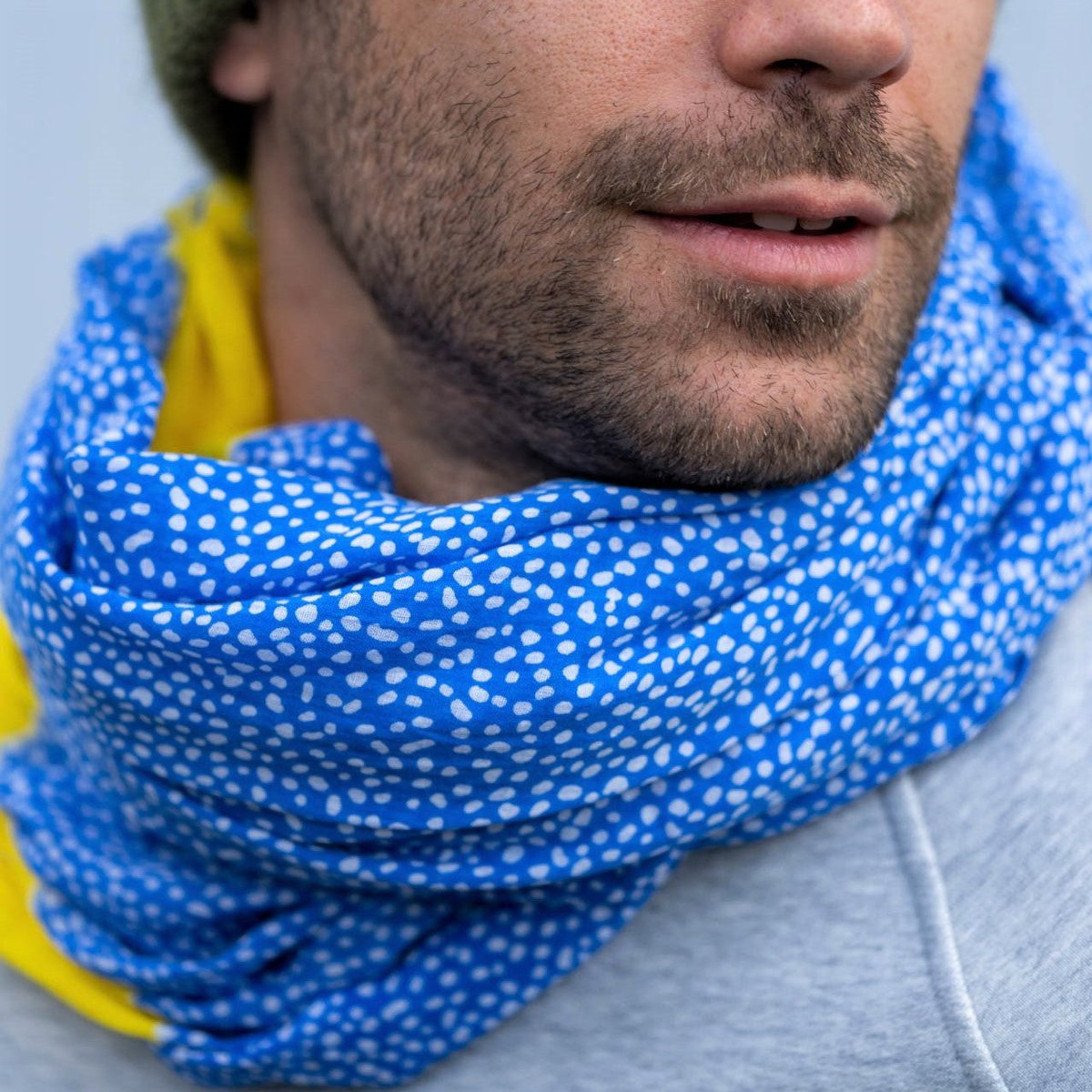 Foulard en coton biologique bleu, jaune et blanc, BILLYBELT
