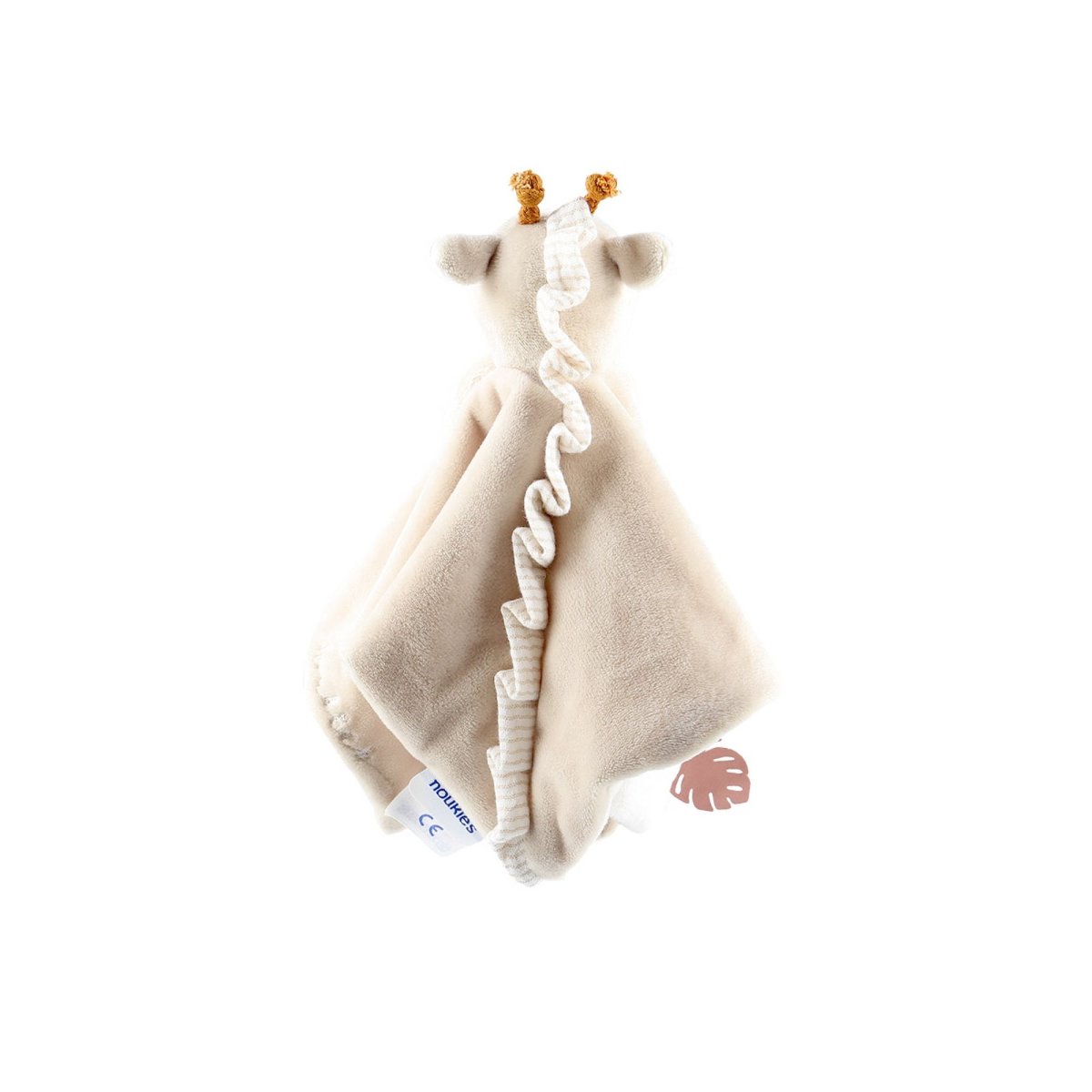 Doudou plat attache sucette beige, orange, NOUKIE'S