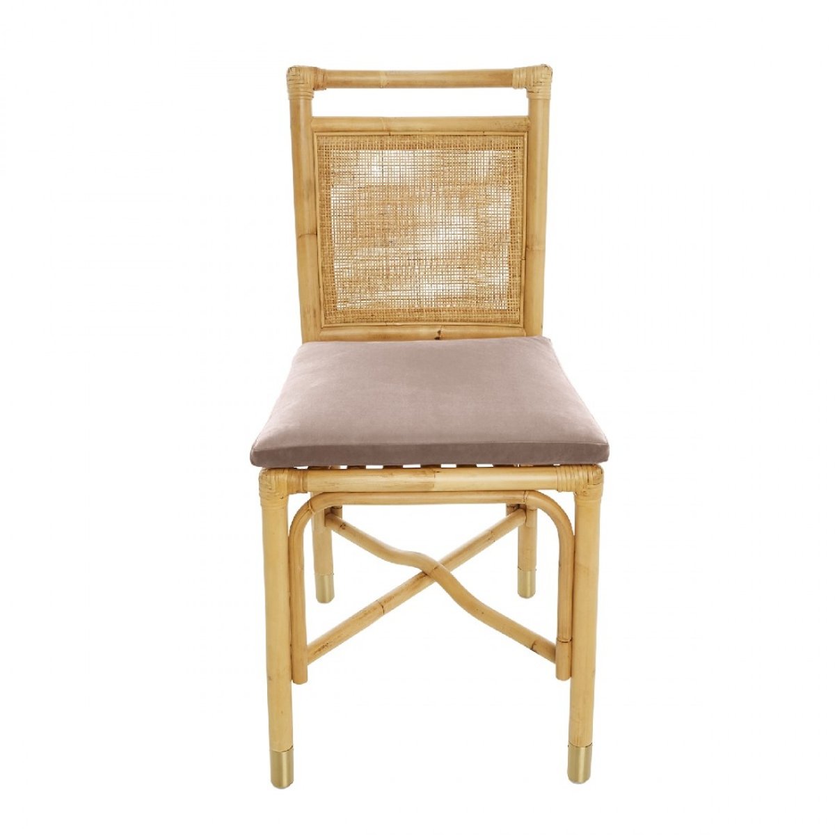 Chaise rotin et velours RIVIERA velours rose, KOK