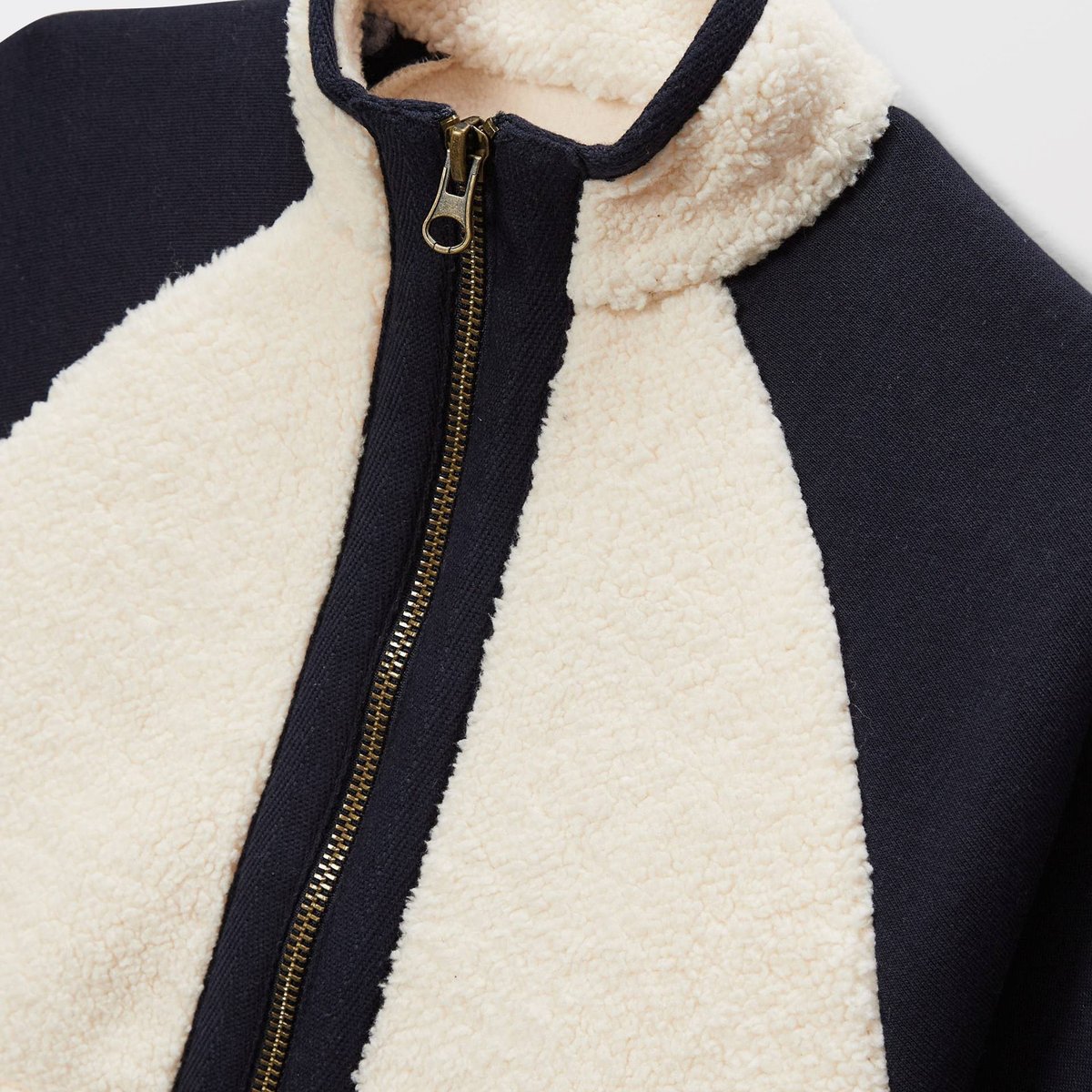 Sweat en sherpa avec poche kangourou marine, MONOPRIX