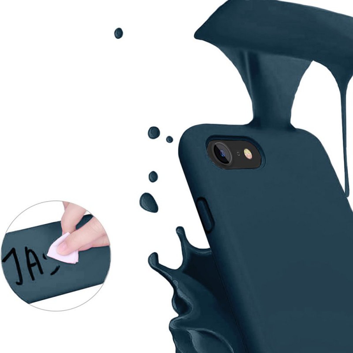 Coque iPhone Se 2020 / 2022 antichoc + 2 vitres bleu, EVETANE