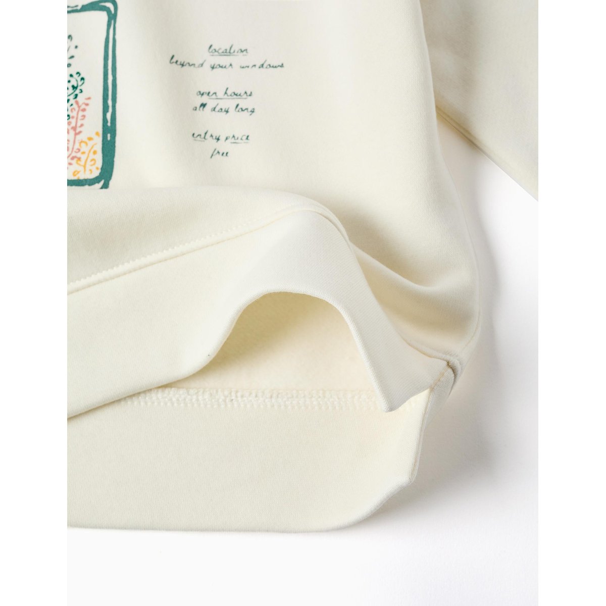 Sweat en coton peigné avec motif art et nature blanc, ZIPPY