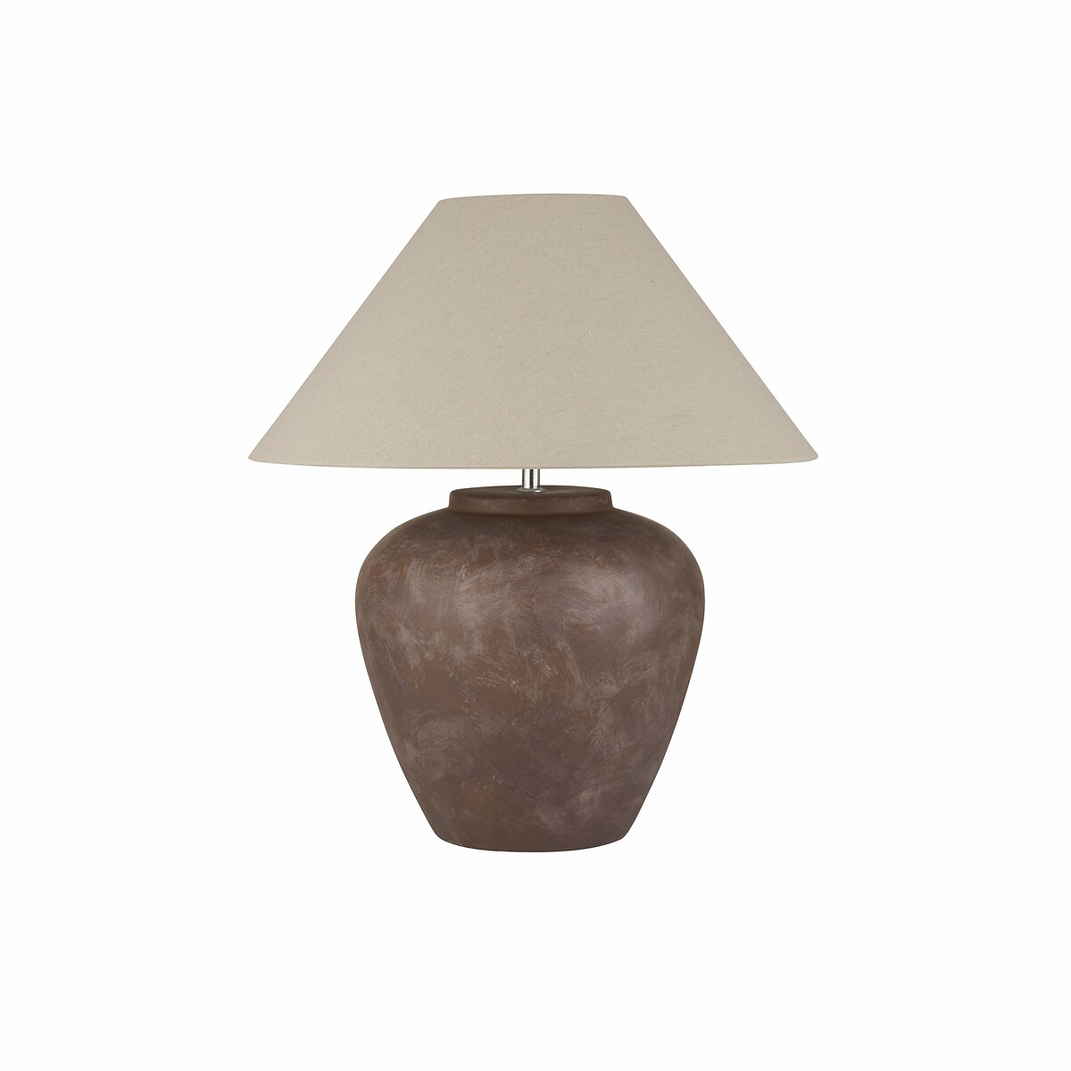 Edina Large Brown Ceramic Table Lamp with Tapered Shade chrome, SO'HOME