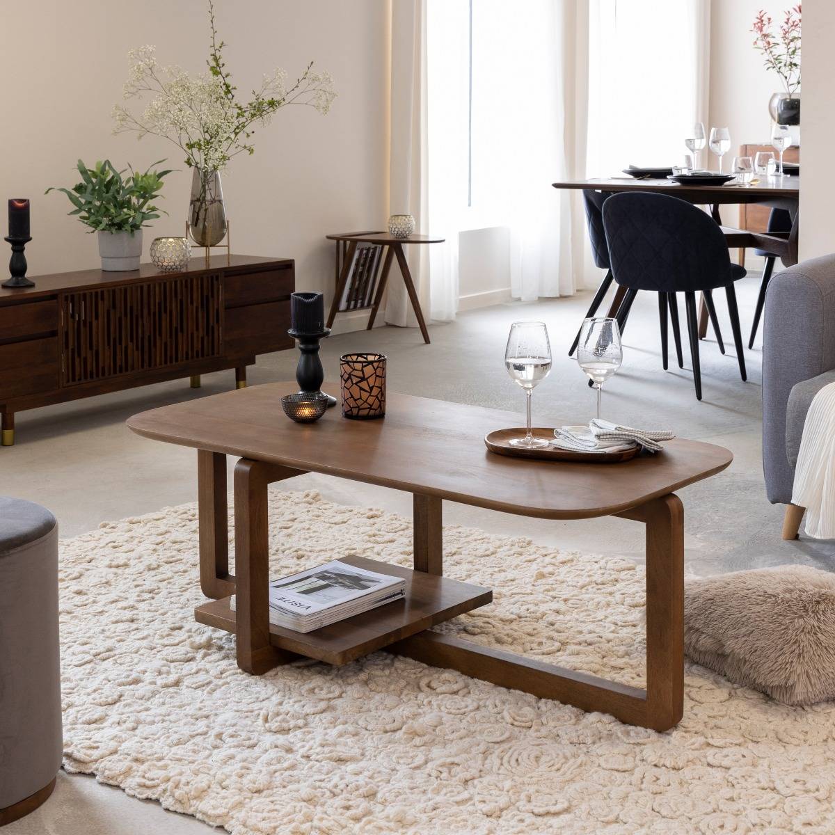 Table basse en bois de manguier ZOLA bois foncé, MADE IN MEUBLES