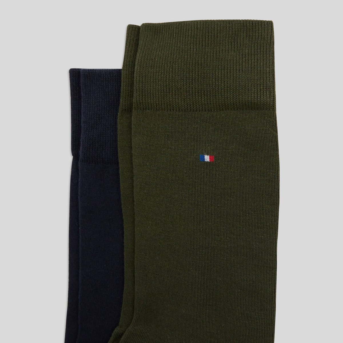 Lot de 2 paires de chaussettes unies kaki, MONOPRIX