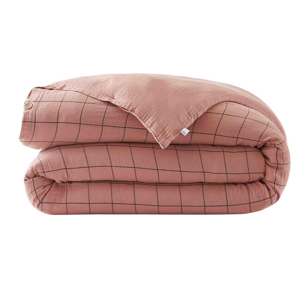 Housse de couette en double gaze de coton Gaia match rose, EDEN