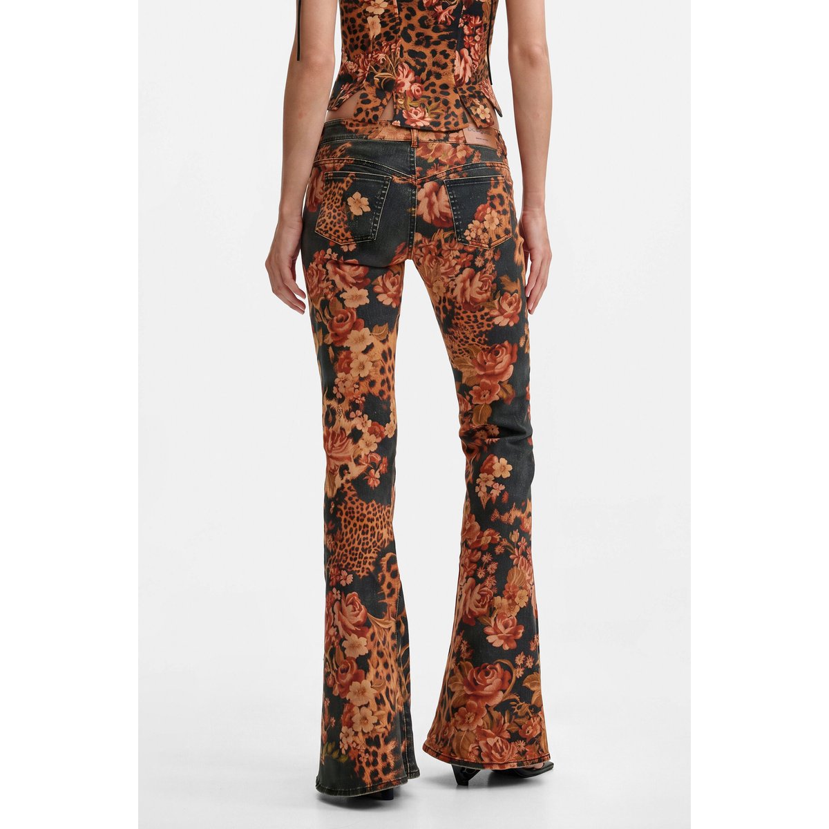 Pantalon jean flare imprimé noir, DESIGUAL