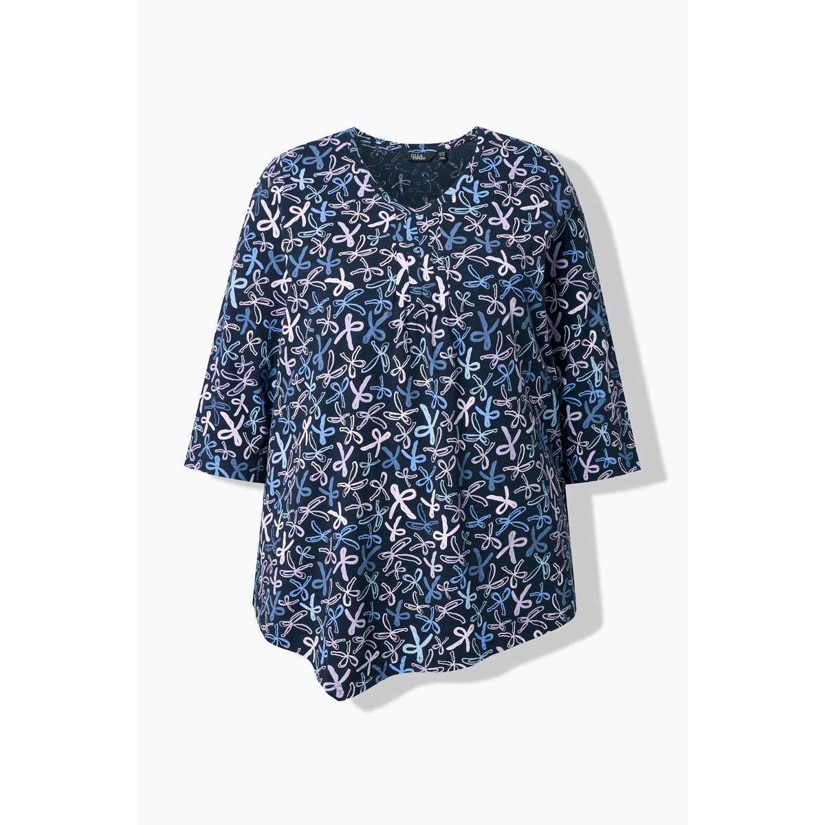 T-shirt, plis fantaisie, ligne en A marine, ULLA POPKEN
