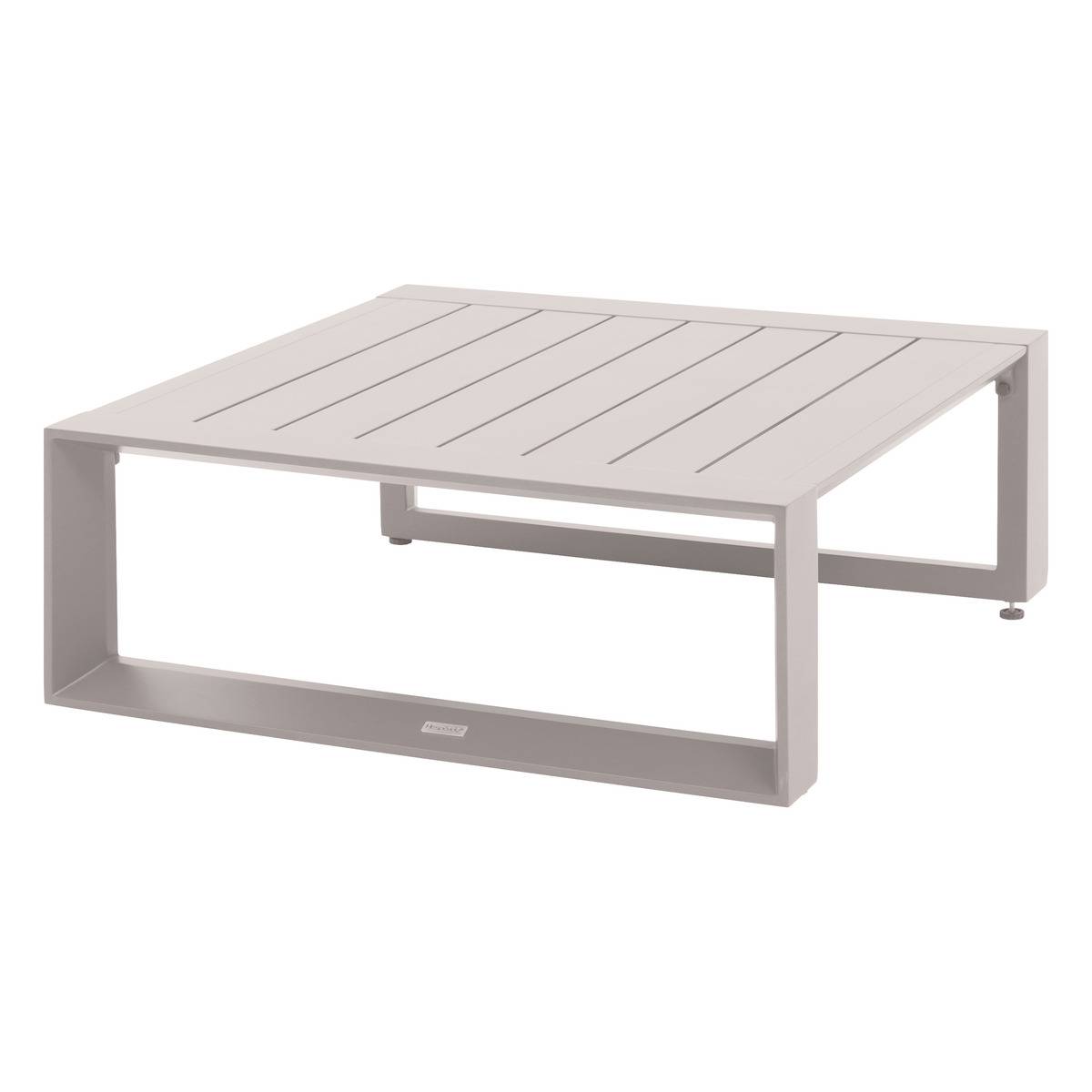 Table basse de jardin carrée en aluminium à lattes ALLURE blanc chaud, HESPERIDE