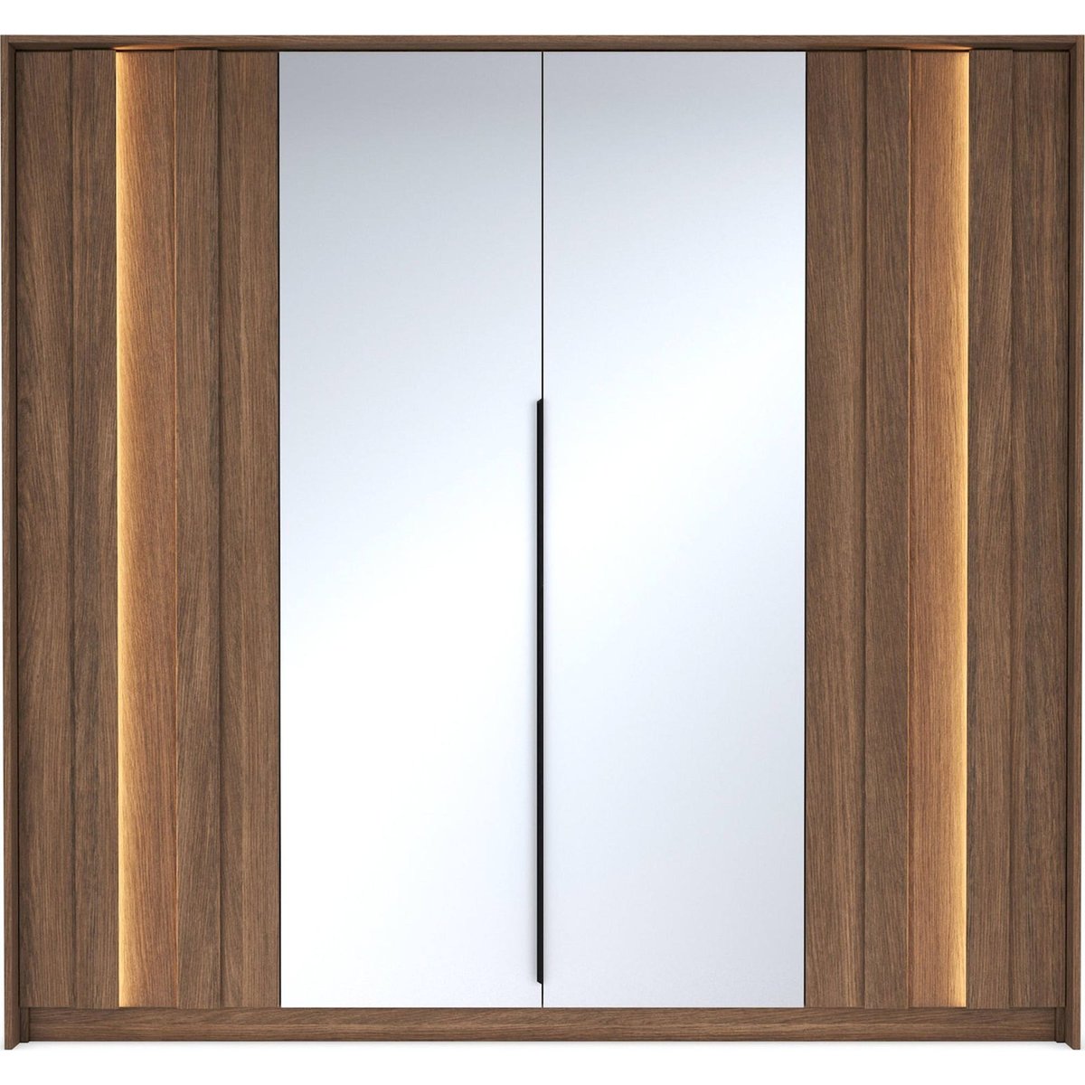 Armoire 4 portes miroir et LED collection AMARO chêne dunin avec miroir, RECOLLECTION