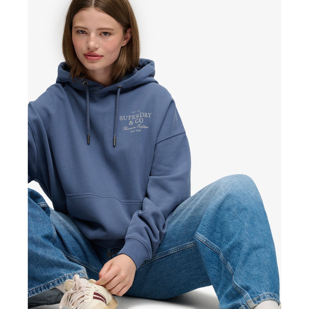Sweat à capuche Luxe Casual Coupe Décontractée indigo vintage, SUPERDRY