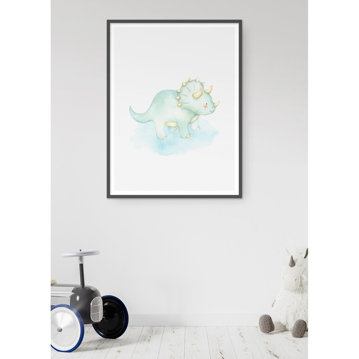 Affiche Enfant Tricératops blanc, L'AFFICHERIE