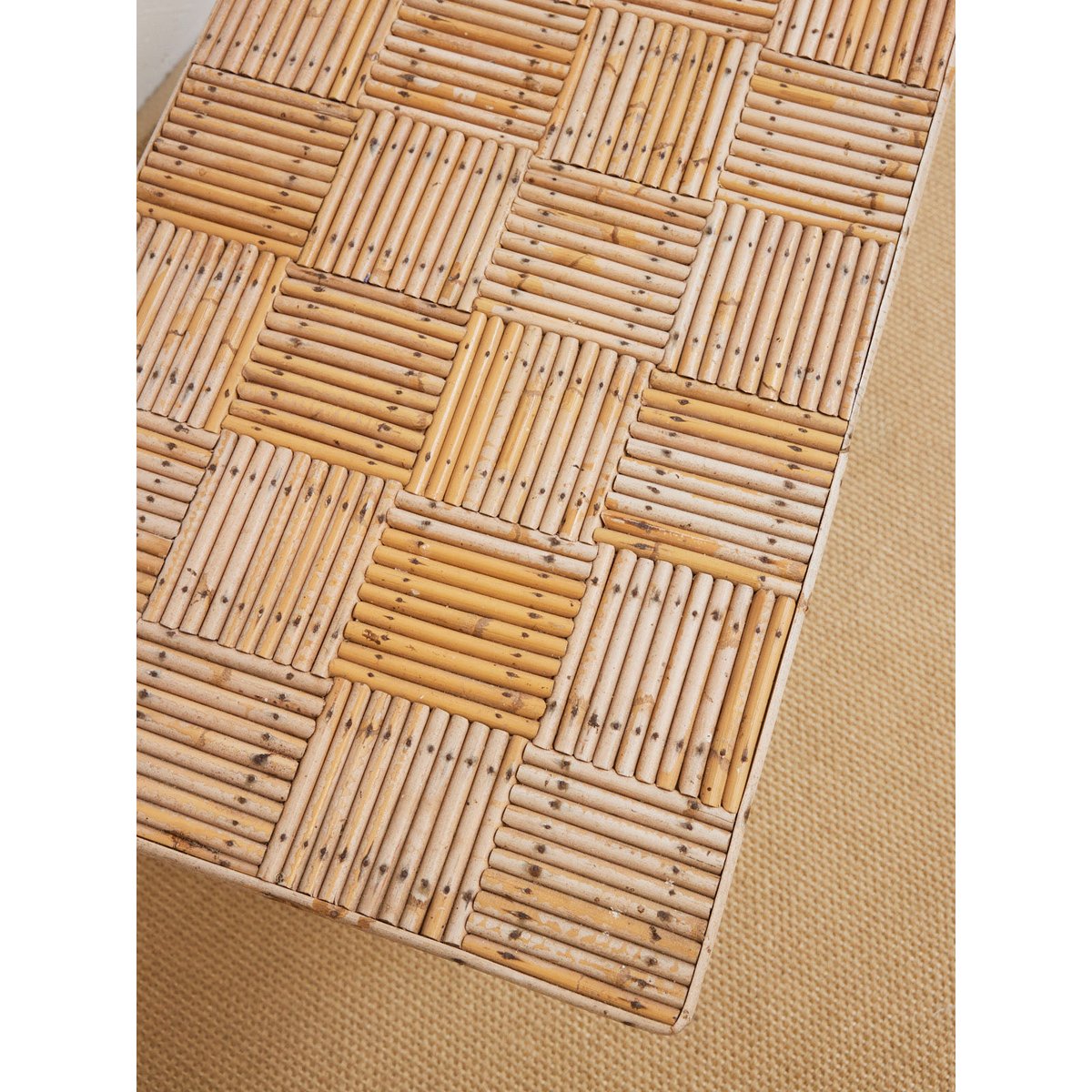 Table basse en rotin Léonie N°1106 - Bon état bois clair, DEBONGOUT