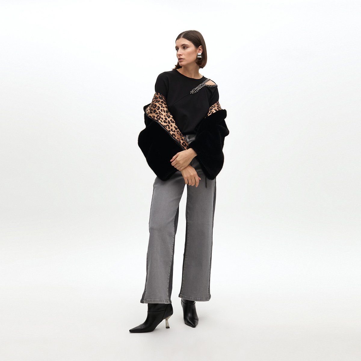 Veste à capuche doublée léopard noir, LOLA CASADEMUNT