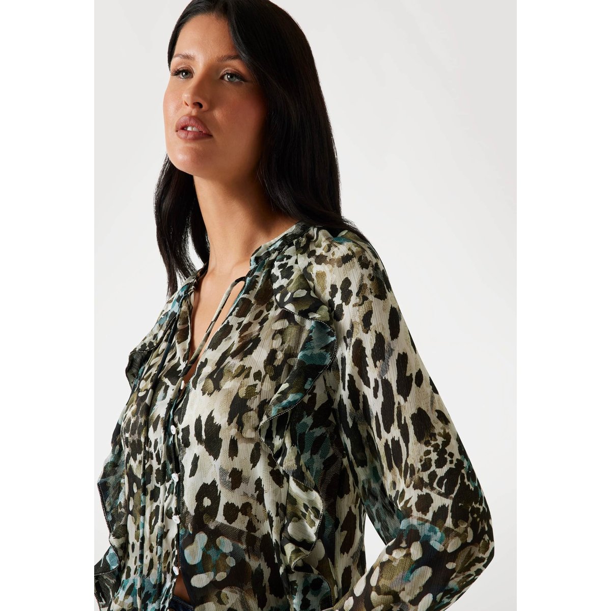 Blouse Volantée animalier, GUESS
