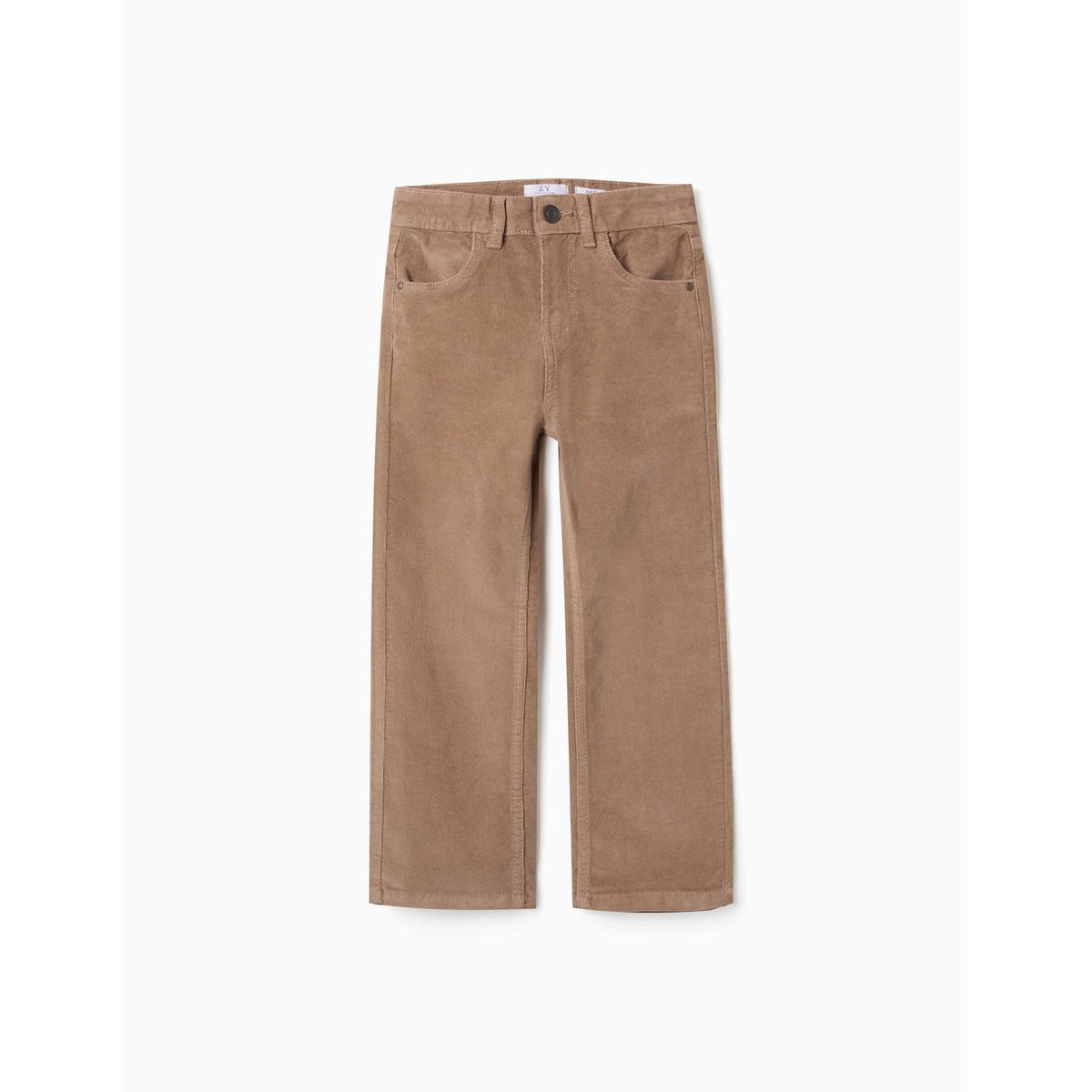 Pantalon à coupe droite en velours côtelé beige, ZIPPY