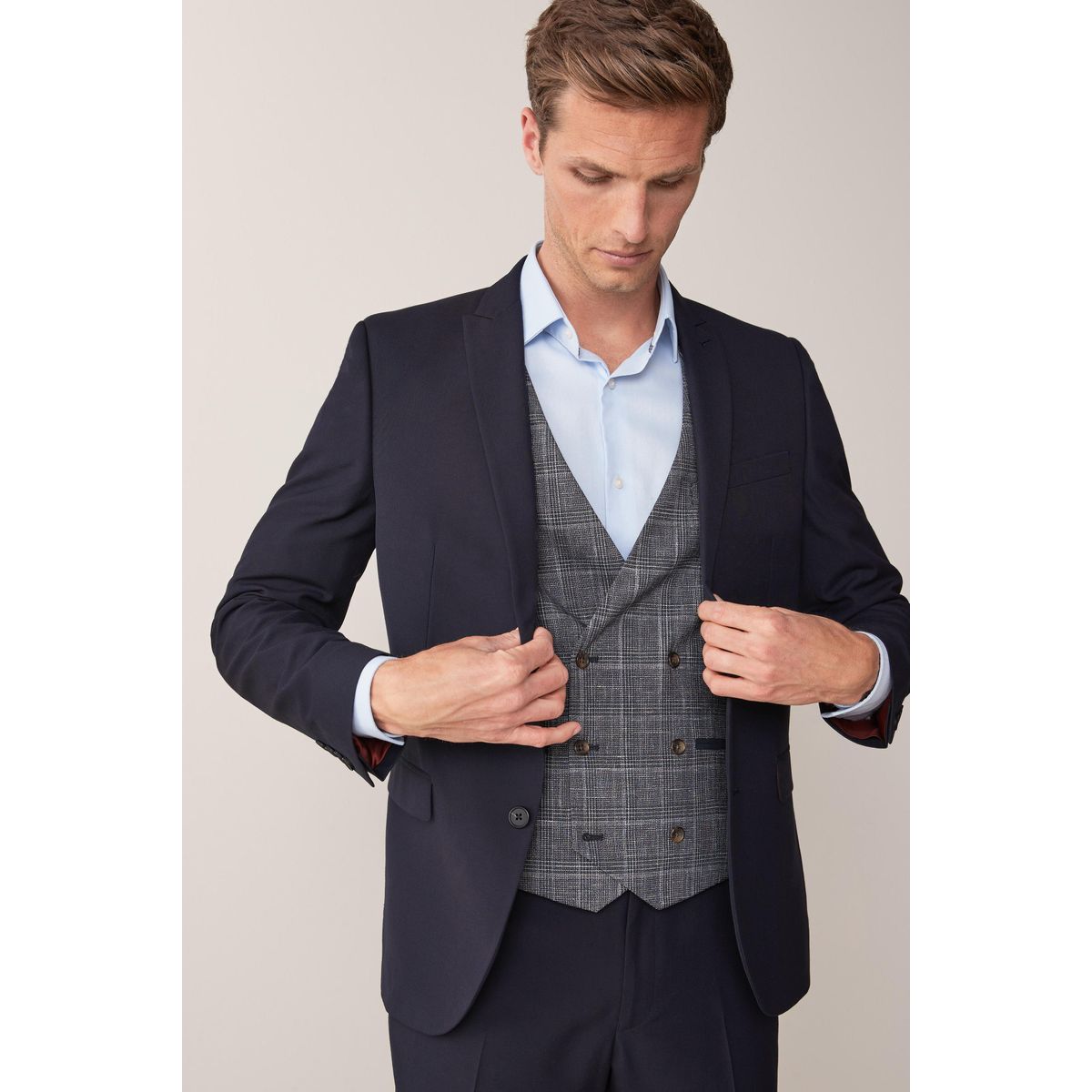 Veste de costume à deux boutons coupe skinny bleu marine, NEXT