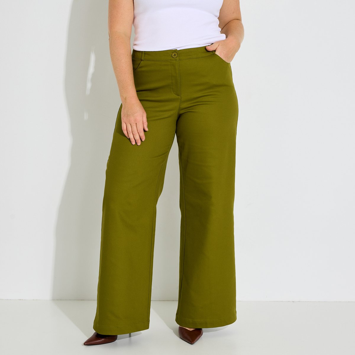 Pantalon structuré large vert kaki, GRAIN DE MALICE