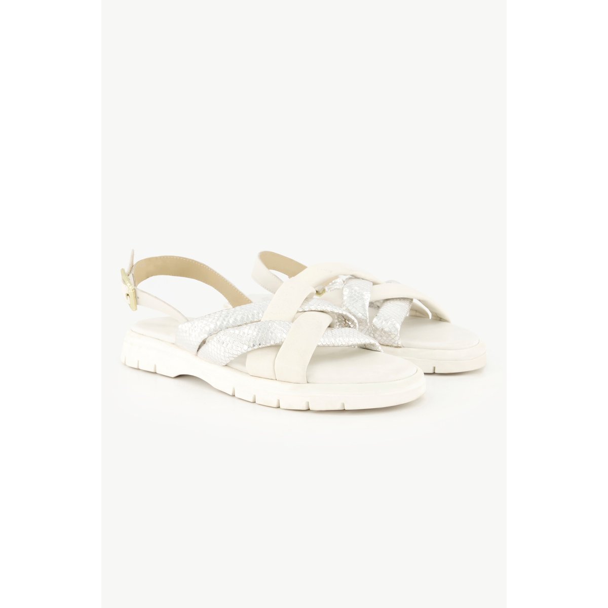 Sandales en cuir , pied large blanc neige, ULLA POPKEN