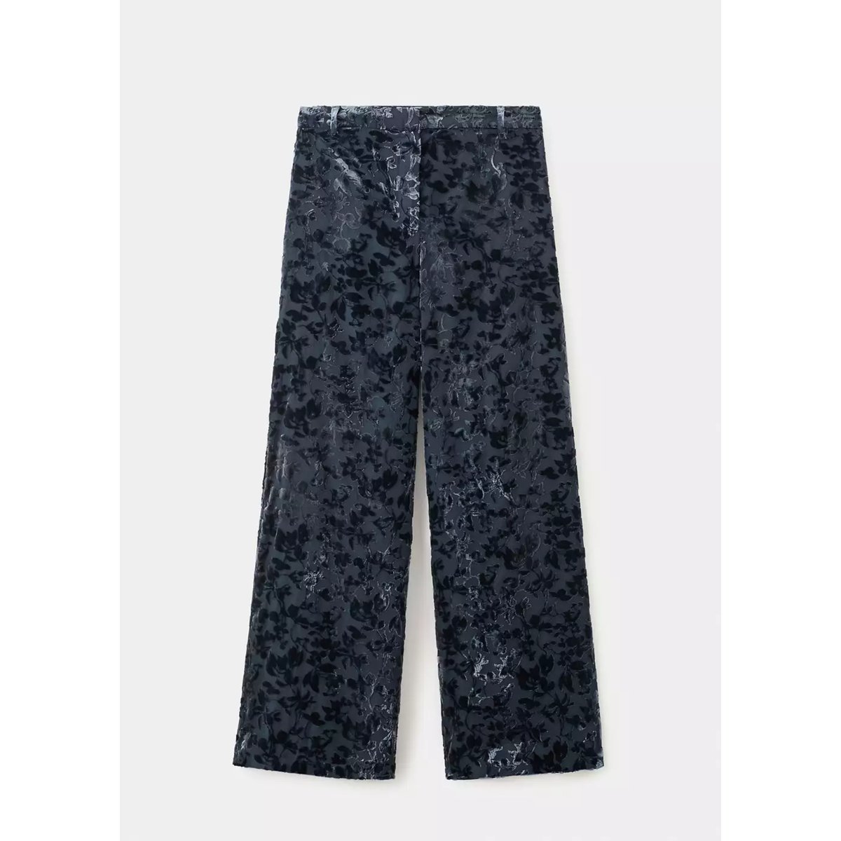 Pantalon droit dévoré bleu nuit, MANGO