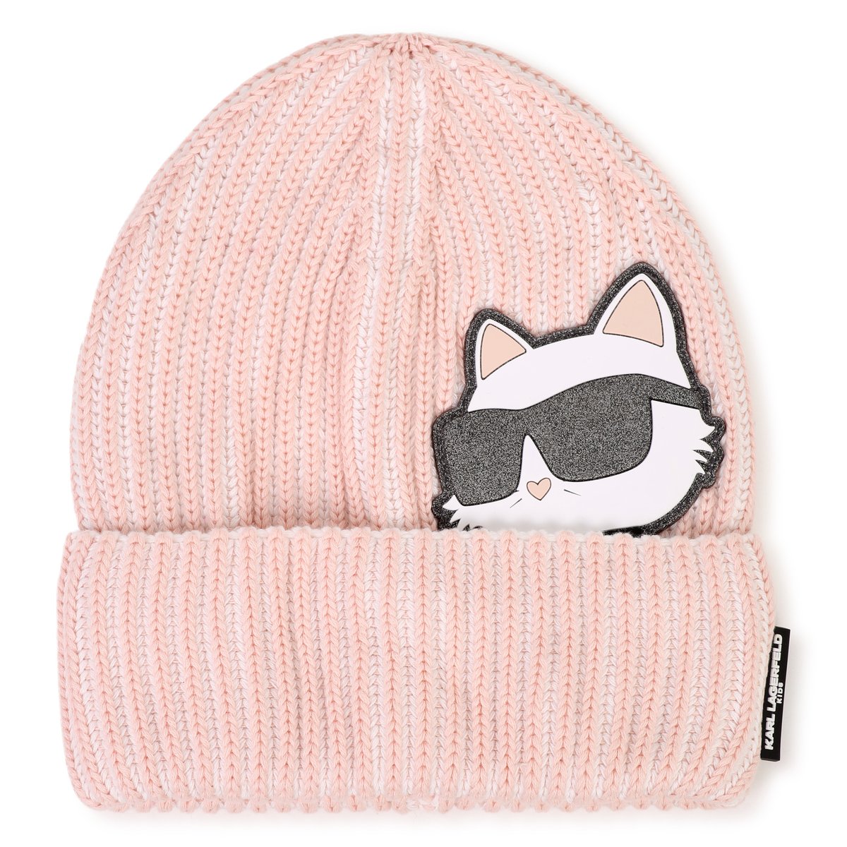 Bonnet en tricot rose petale, KARL LAGERFELD KIDS