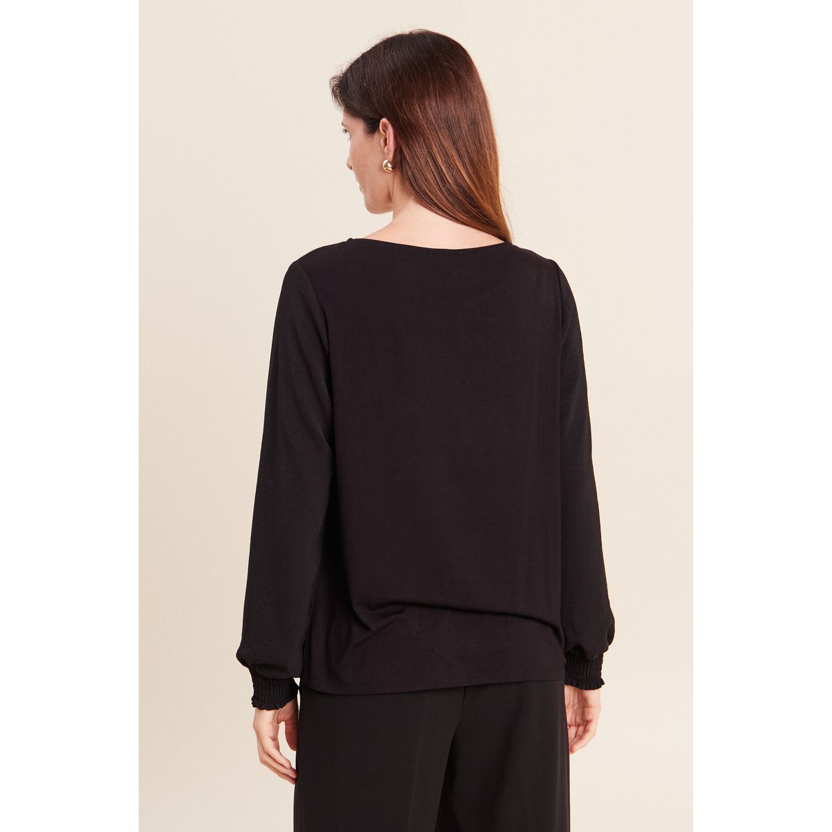 Blouse droite manches longues dentelle noir, BREAL