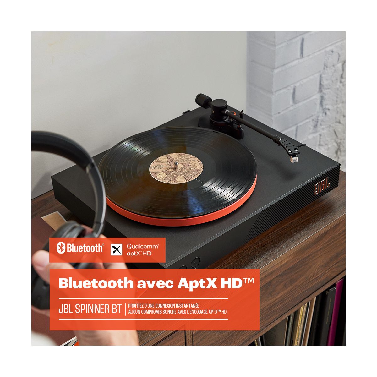 Platine vinyle Spinner BT noir noir et orange, JBL