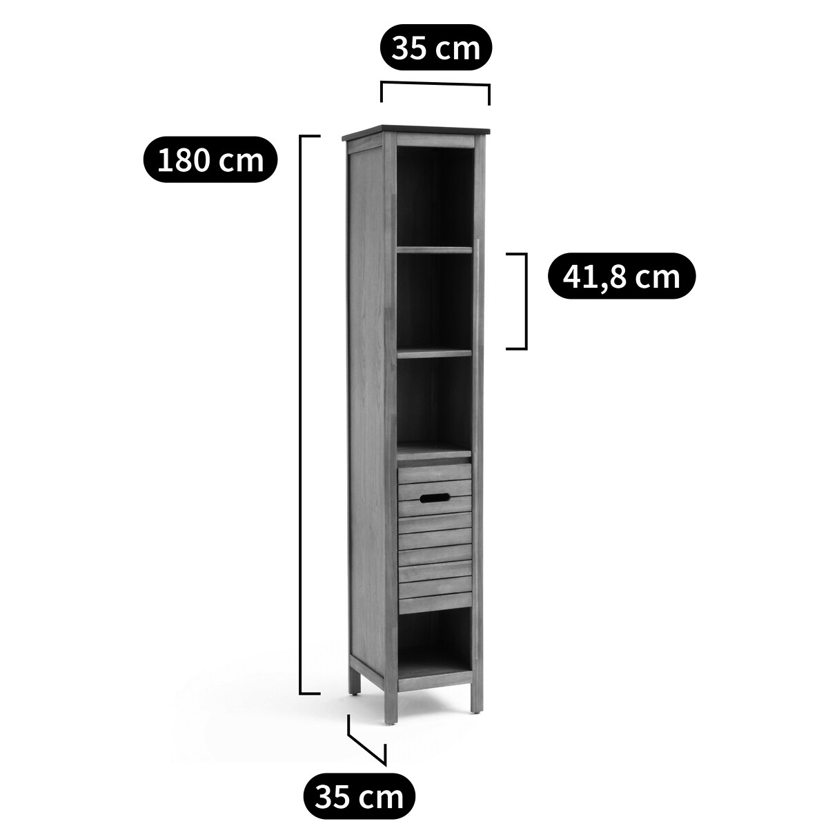 Colonna di SDB Saturne, Acacia, 35 cm acacia, LA REDOUTE INTERIEURS