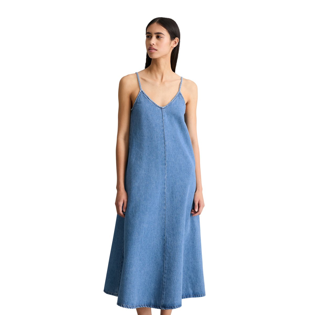 Robe en jean à bretelles relaxed en pur coton organique bleu, MARC O’POLO DENIM