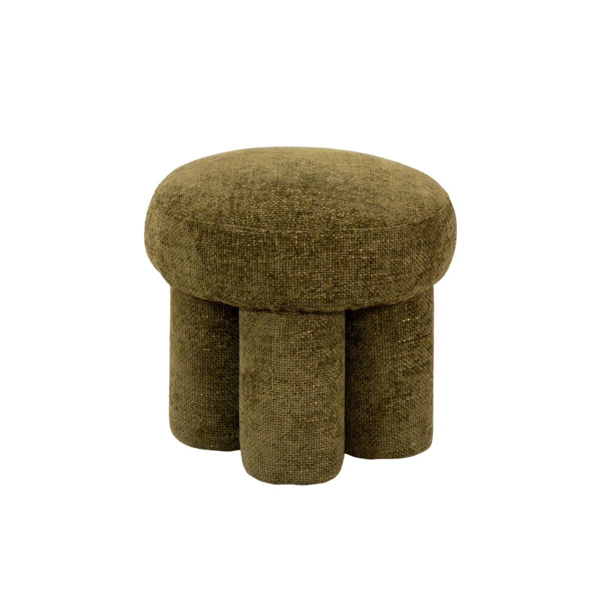 Petit tabouret en tissu TOBY vert, MADE IN MEUBLES 