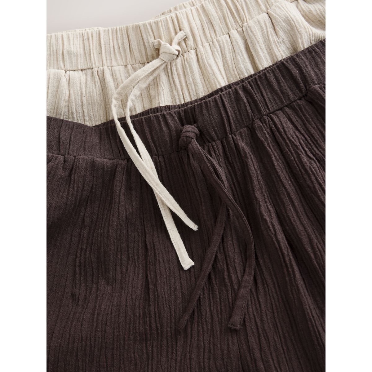 Pantalon bouffant en lin mélangé, lot de 2 brun chocolat/neutre, NEXT