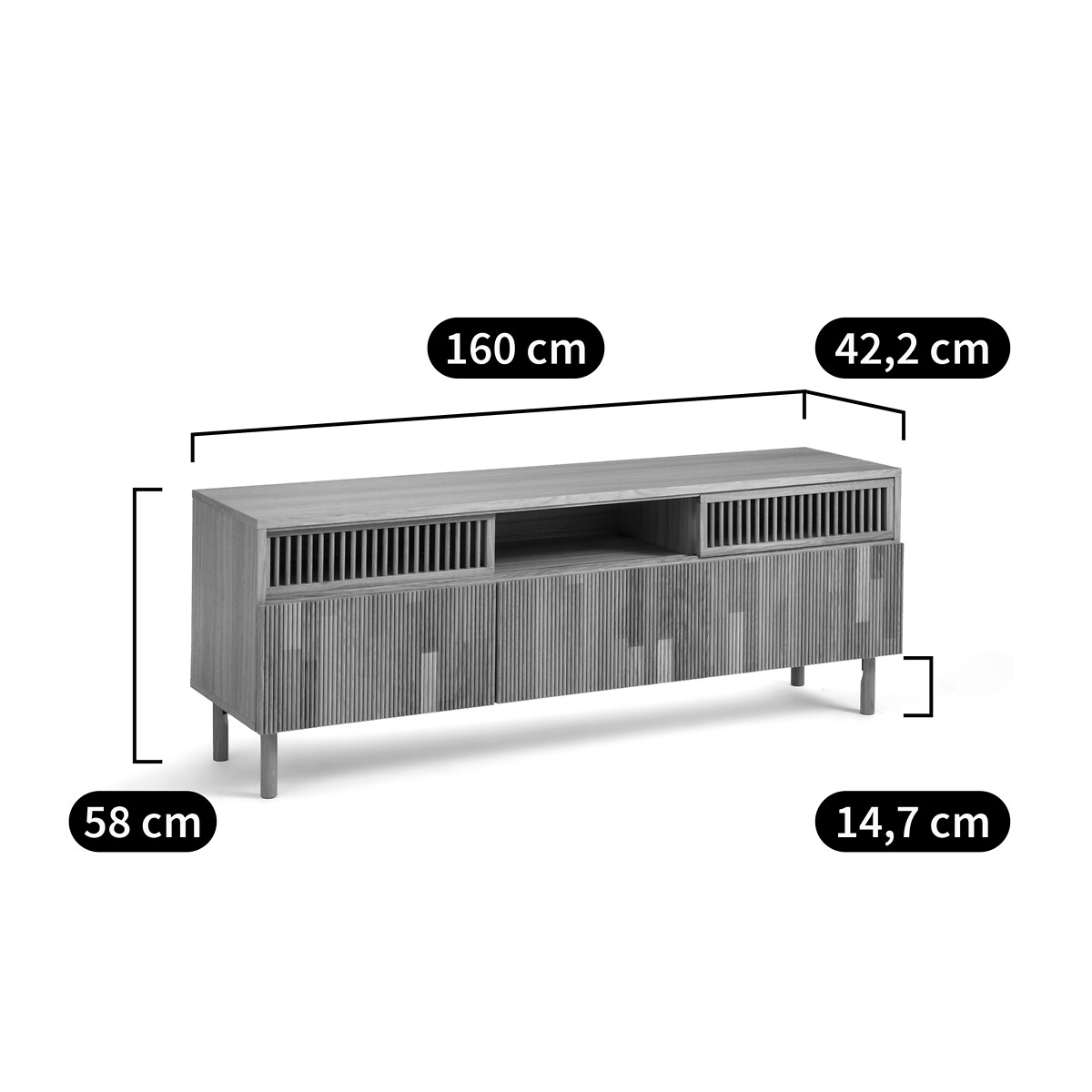 Mobile porta TV in rovere e impiallacciato, Bilbao quercia, LA REDOUTE INTERIEURS