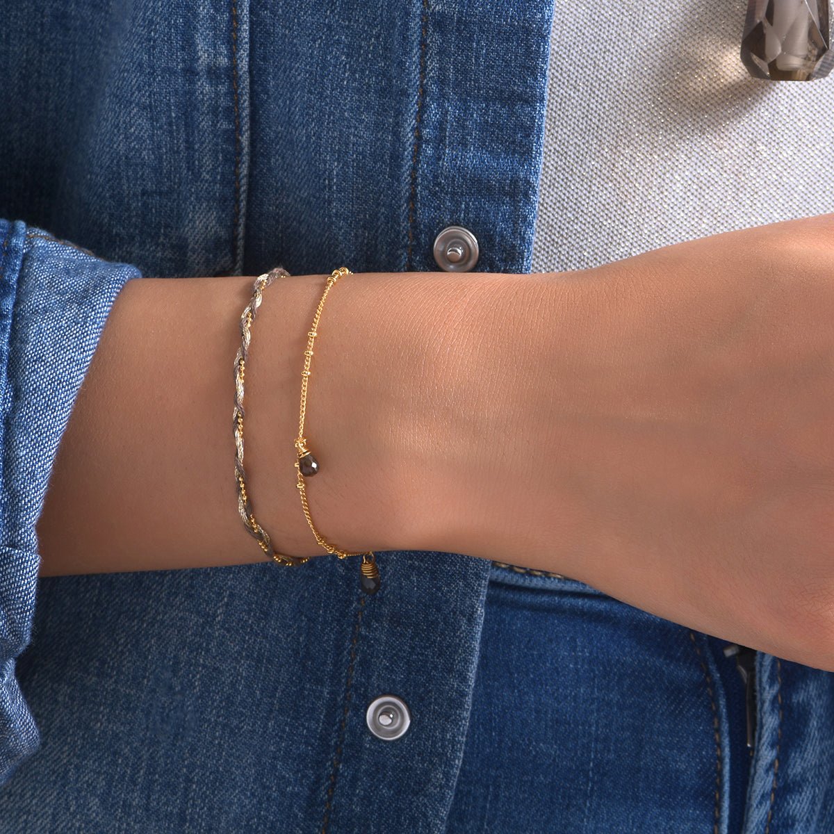 Bracelet aigue marine doré - danae bleu, CAROLINE NAJMAN