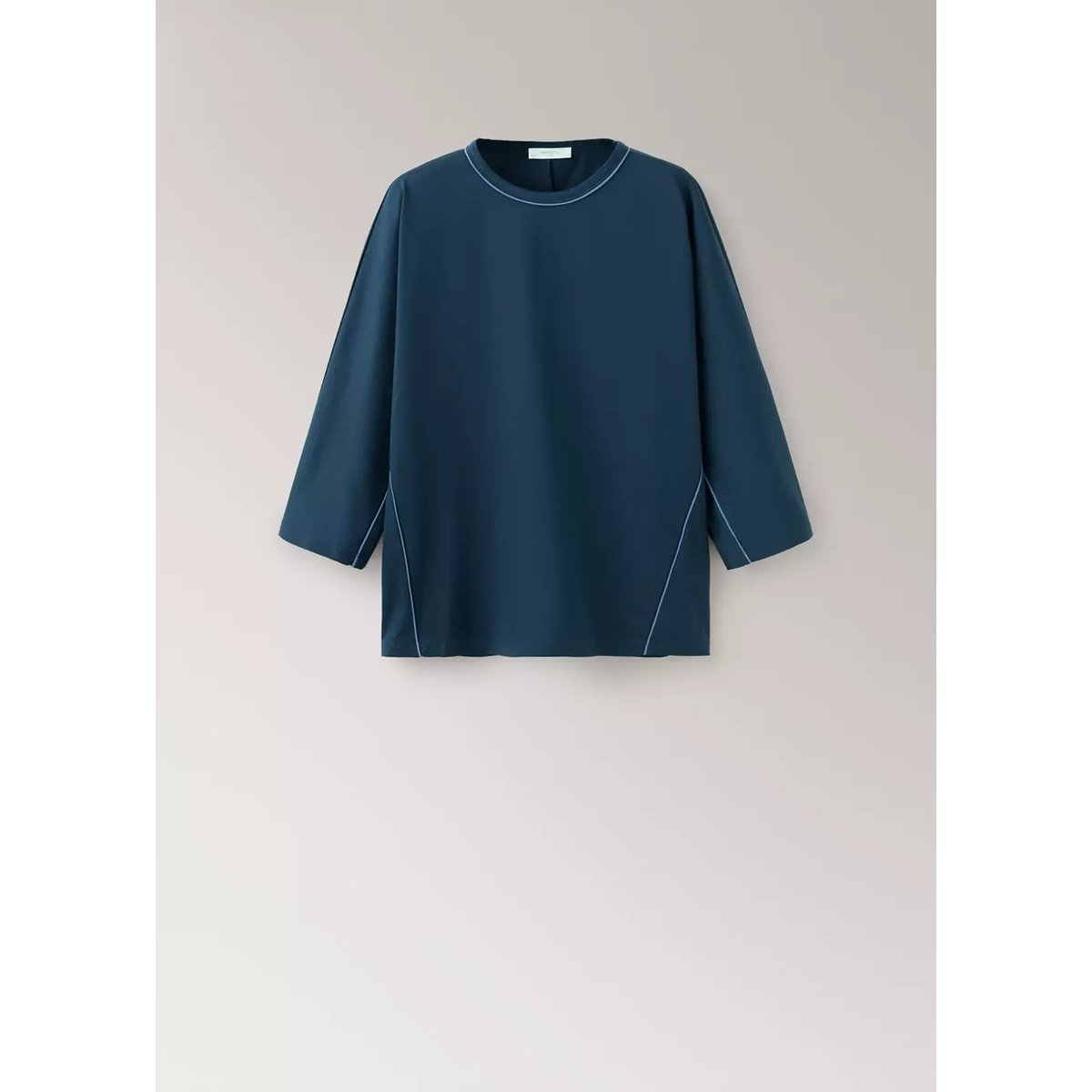 T-shirt de pyjama avec liseré contrasté bleu marine, MANGO