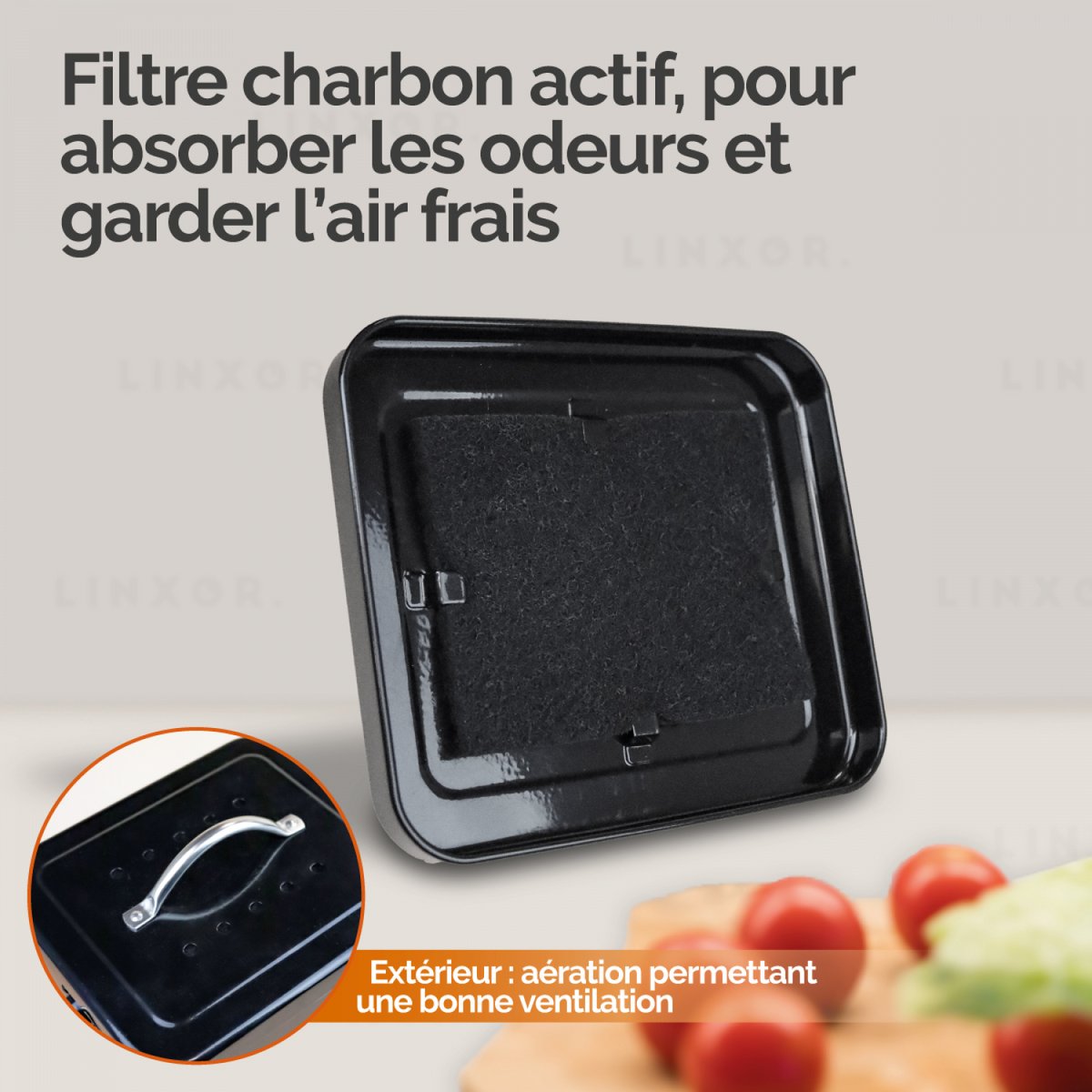 Composteur de cuisine rectangle noir, LINXOR