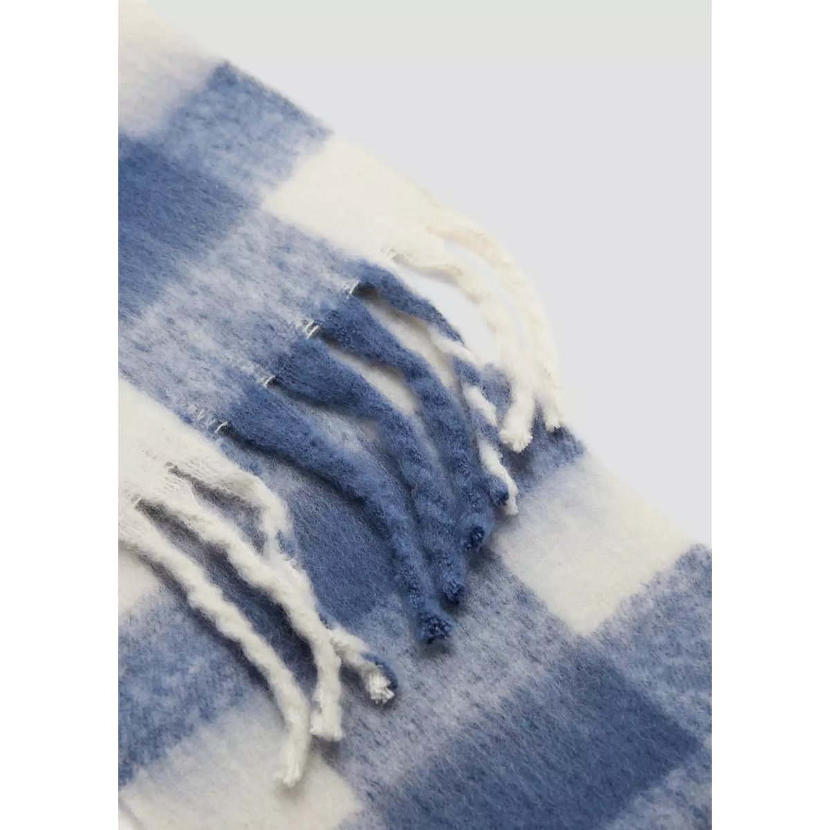 Check scarf with fringed ends bleu, MANGO TEEN