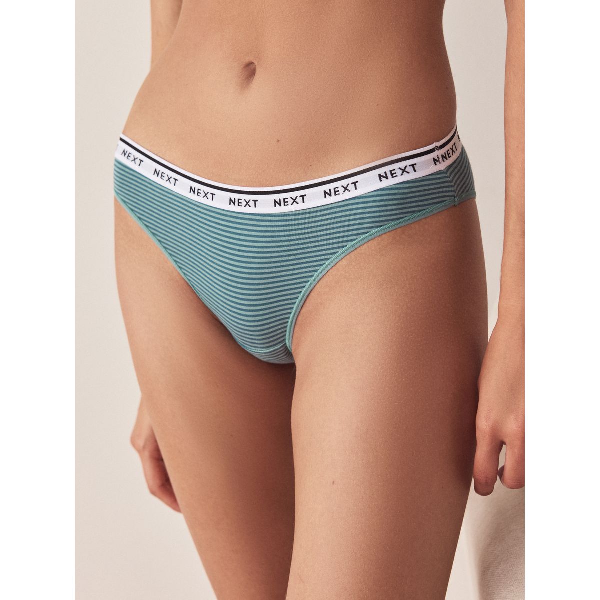 Culotte en coton à logo, lot de 4 rayures à carreaux verts, NEXT