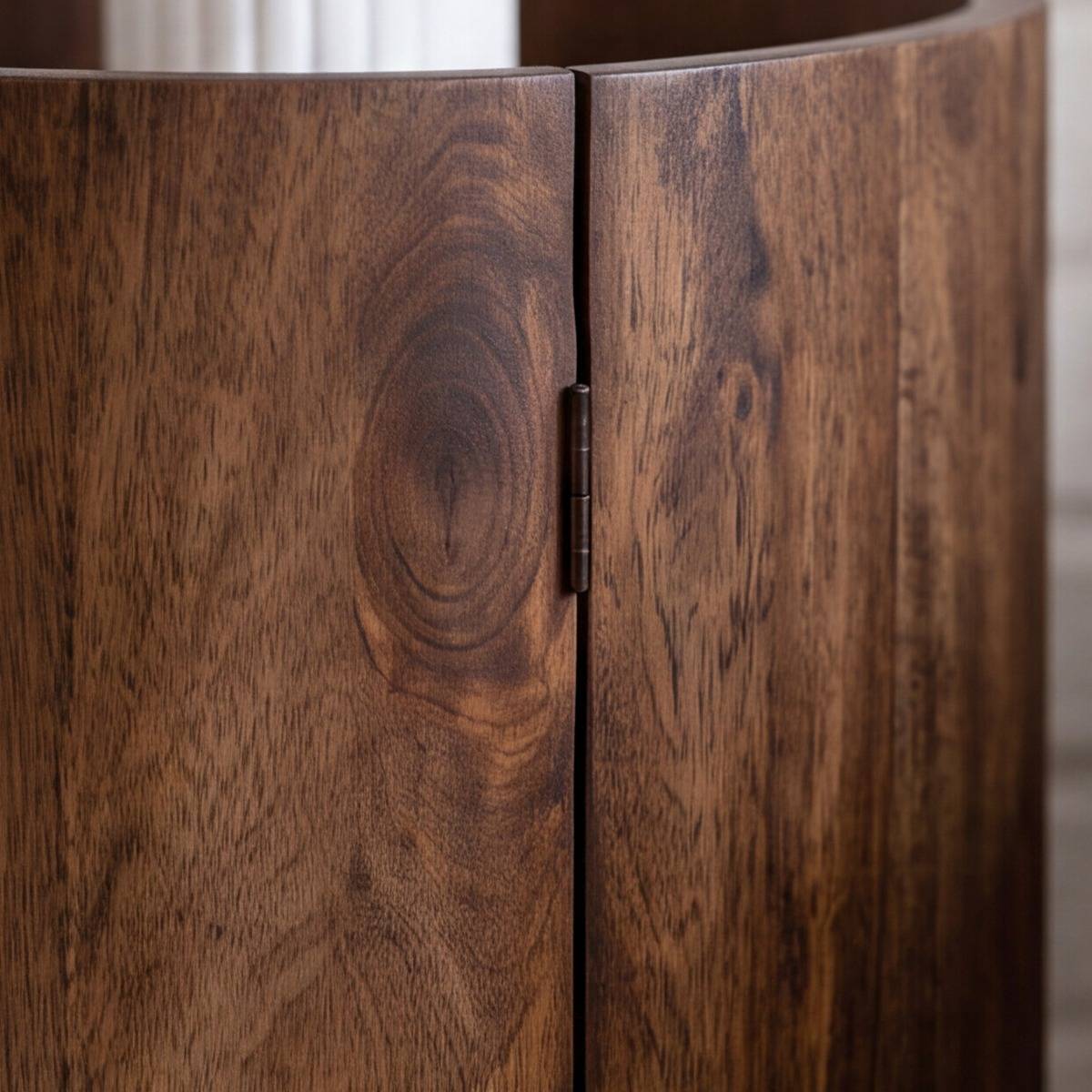 Table de chevet ronde en bois de manguier MAORA bois foncé, MADE IN MEUBLES