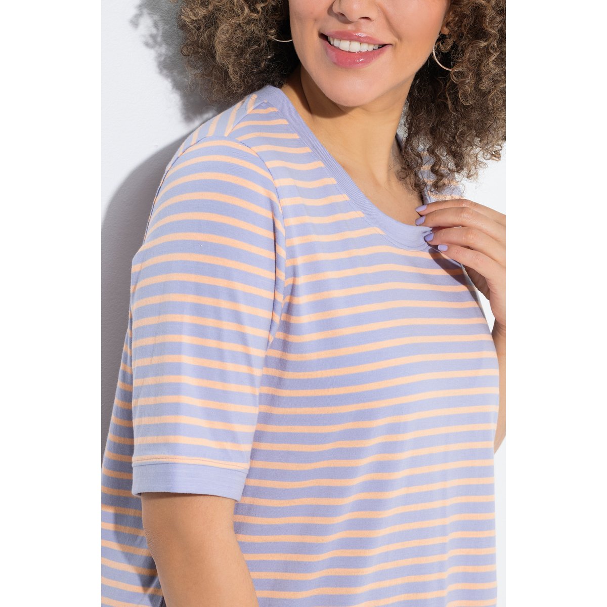 T-shirt rayé, coupe Classic Fit lavande, ULLA POPKEN