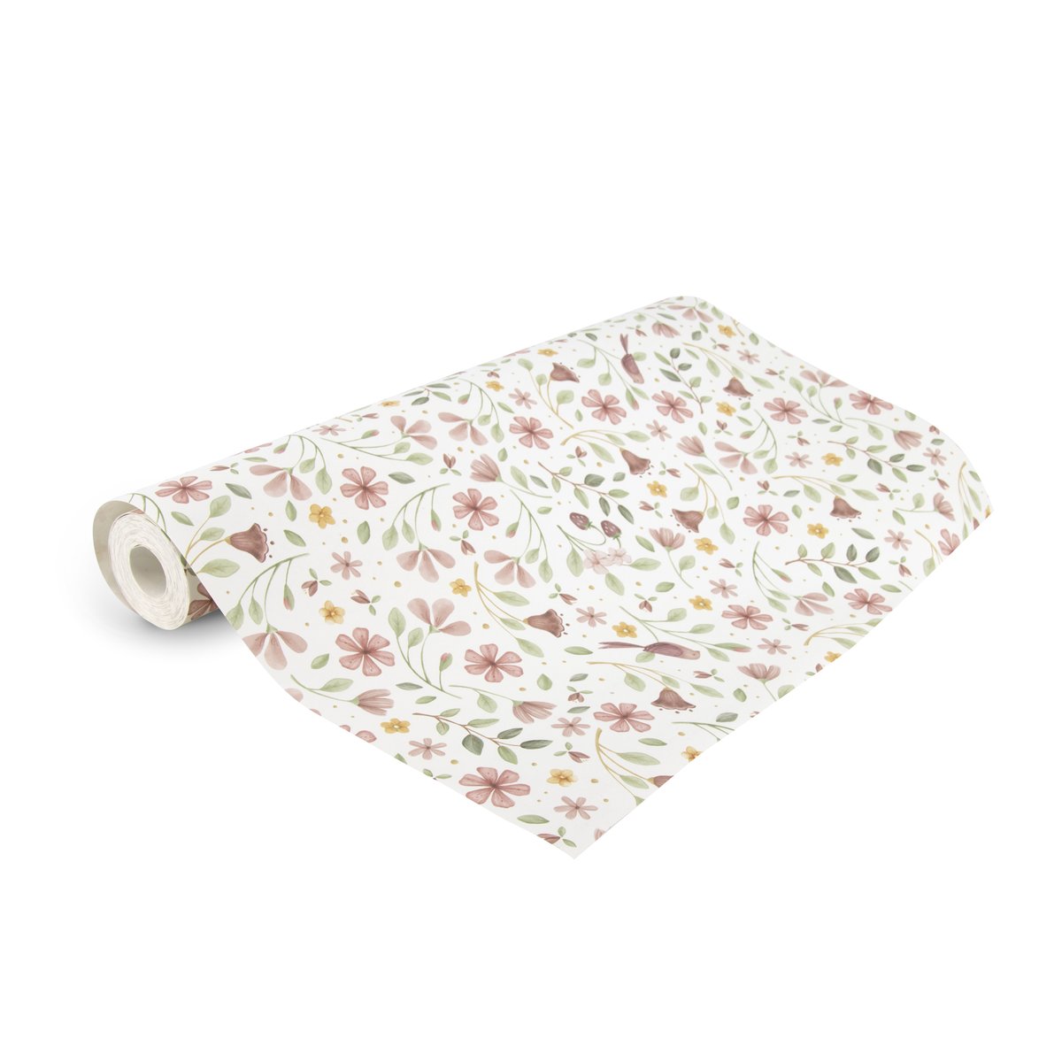 Papier peint pour enfant Farandole fleurie rose, vert, blanc, LITTLE DUTCH