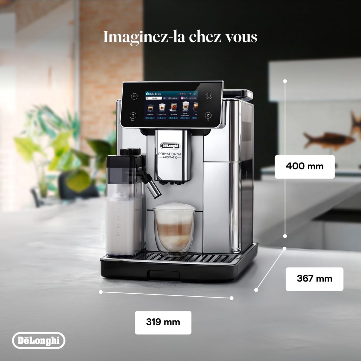 Expresso Broyeur Primadonna Aromatic ECAM630.55.SSM couleur unique, DELONGHI