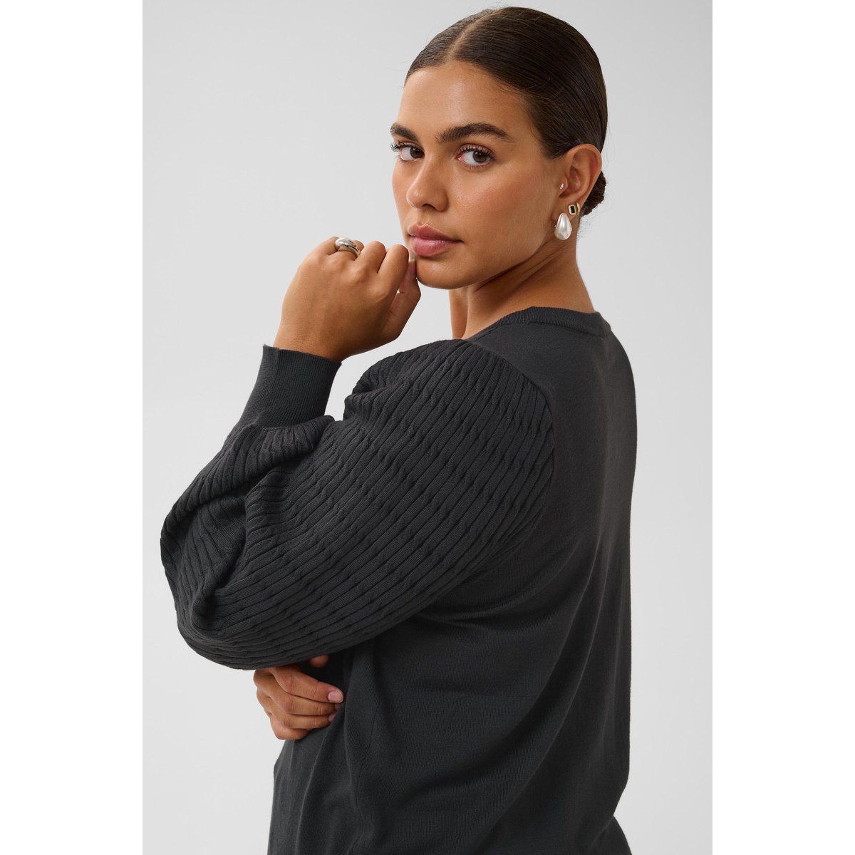 Pullover tricoté noir black oyster, KAFFE CURVE