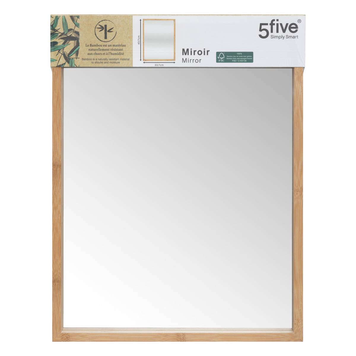 Miroir mural en bambou marron, 5FIVE SIMPLY SMART